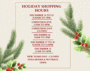 Extended shopping hours begin December 18th!